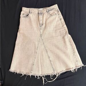 Zara Beige A-Line Denim Skirt